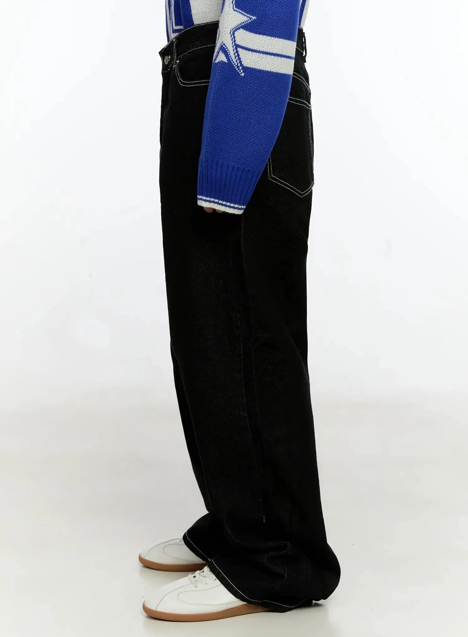 Men's Stitched Detail Baggy Jeans IN506