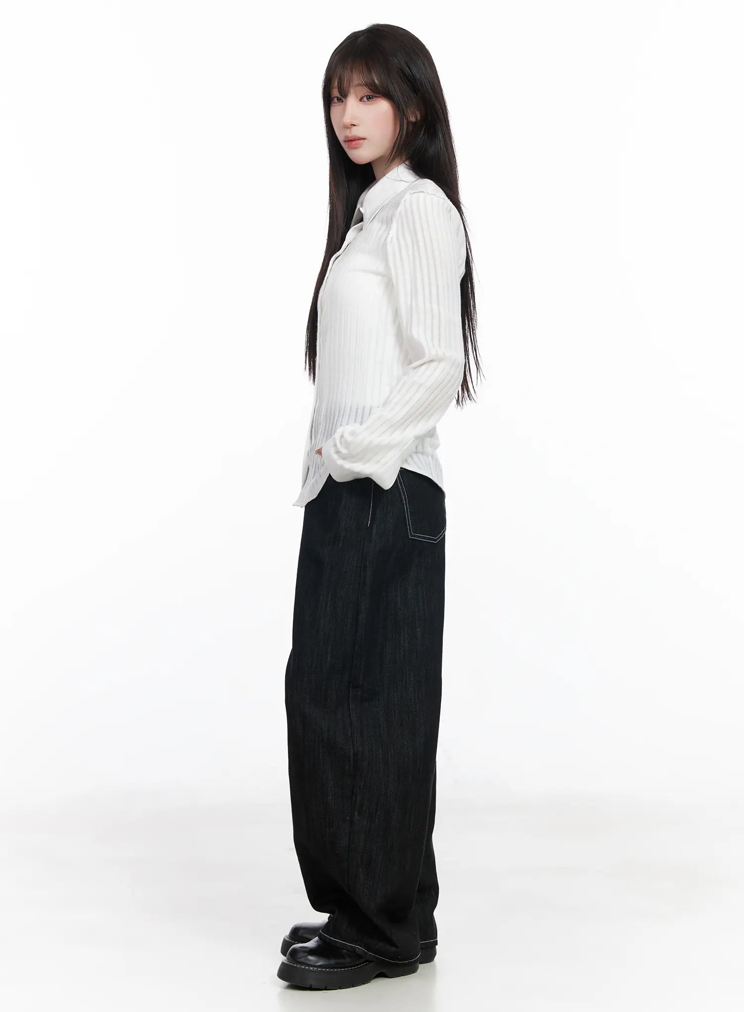 Elliot Stitched Wide Leg Jeans CF523