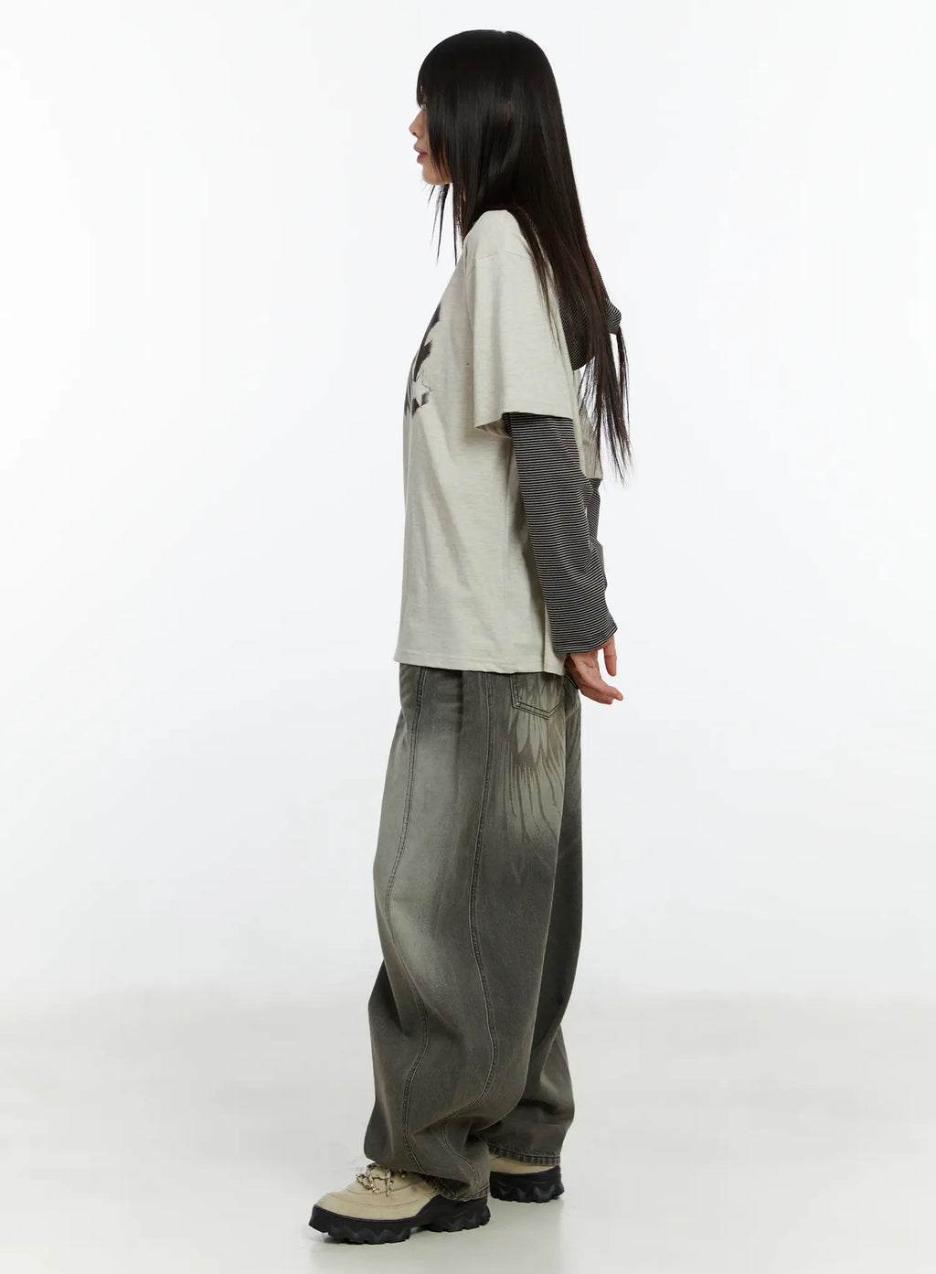 Karter Angel Wing Washed Wide Leg Jeans CF509