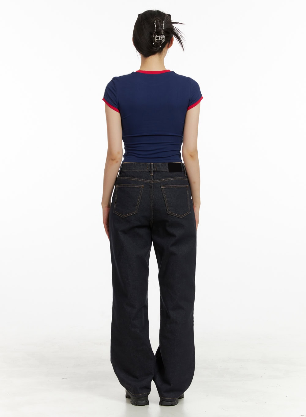 Indigo Stitched Straight Jeans CU424