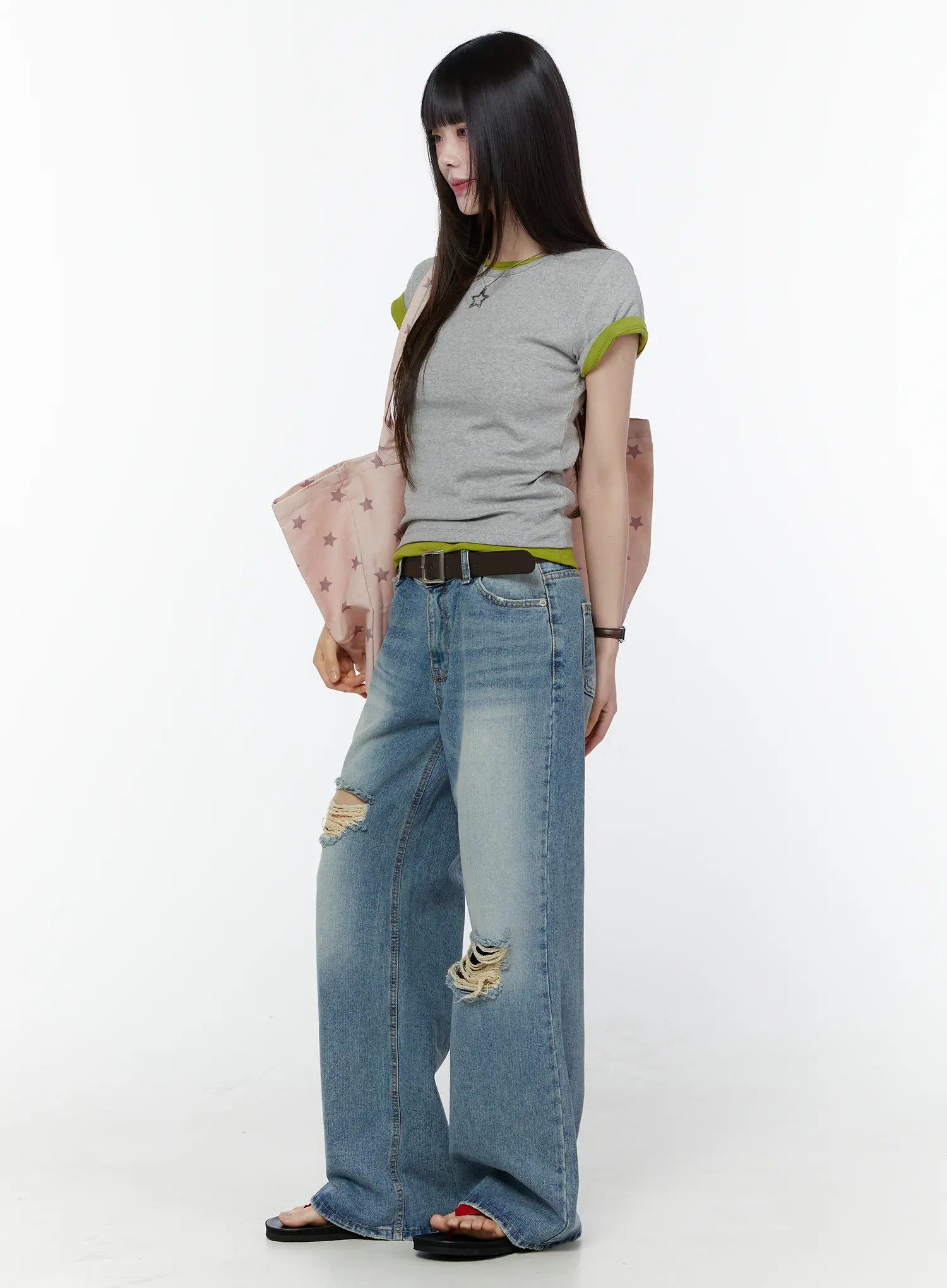 Anouk Vintage Wash Ripped Straight Jeans CU505