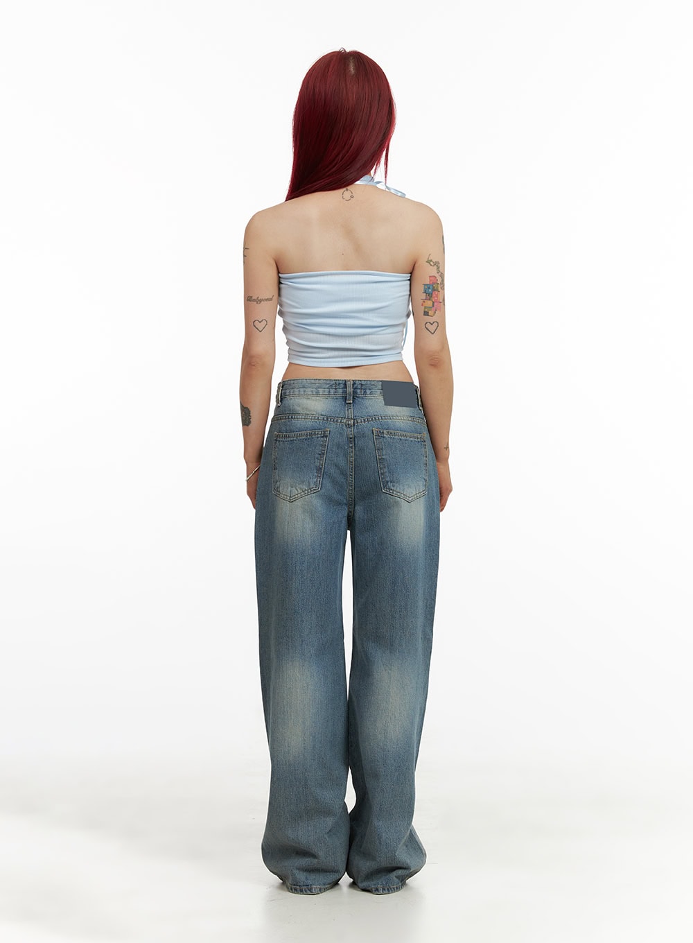 Wide Washed Denim Jeans CY429