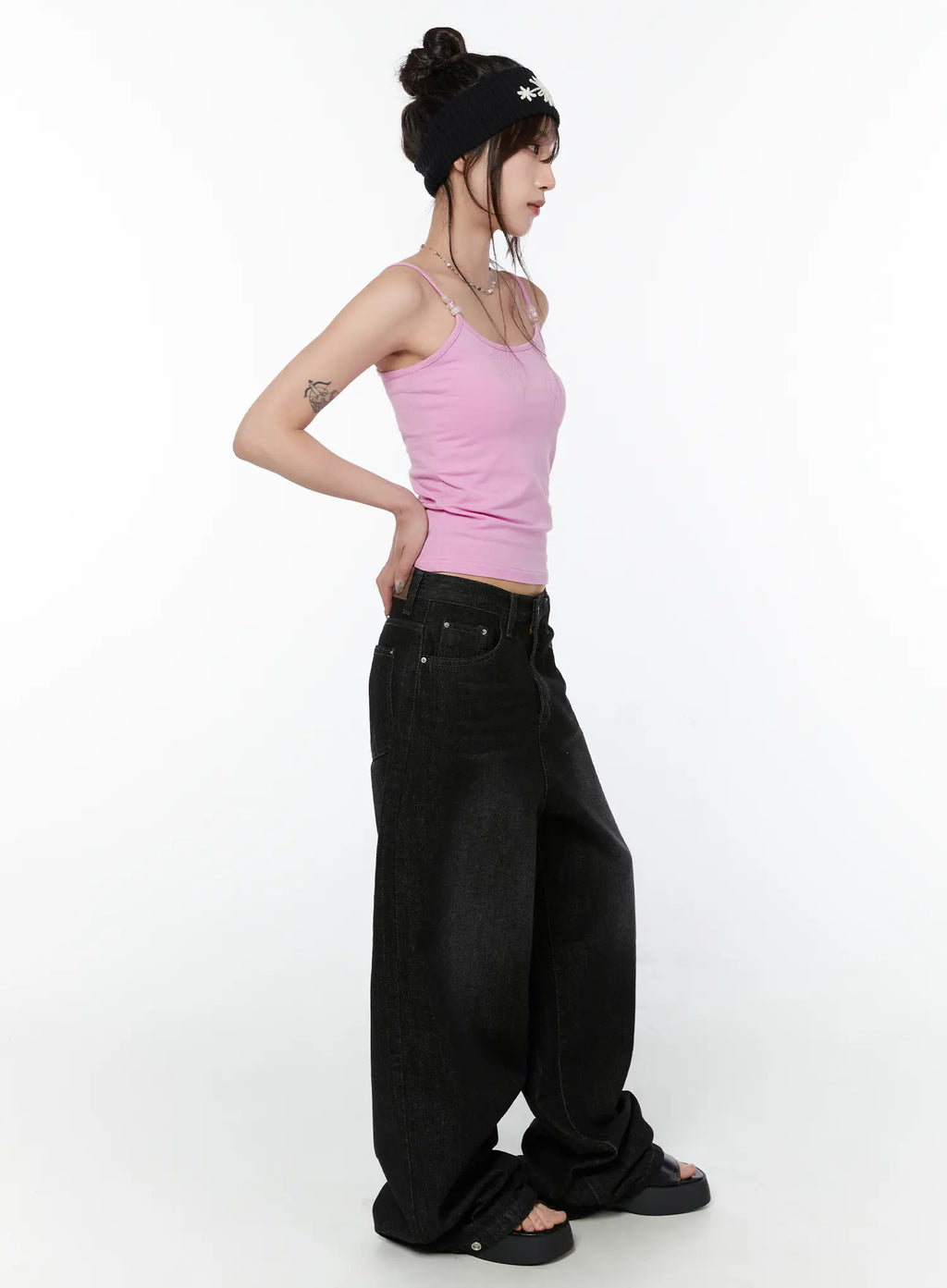 Jax Snap-Button Dark Wash Wide-Leg Jeans CY514
