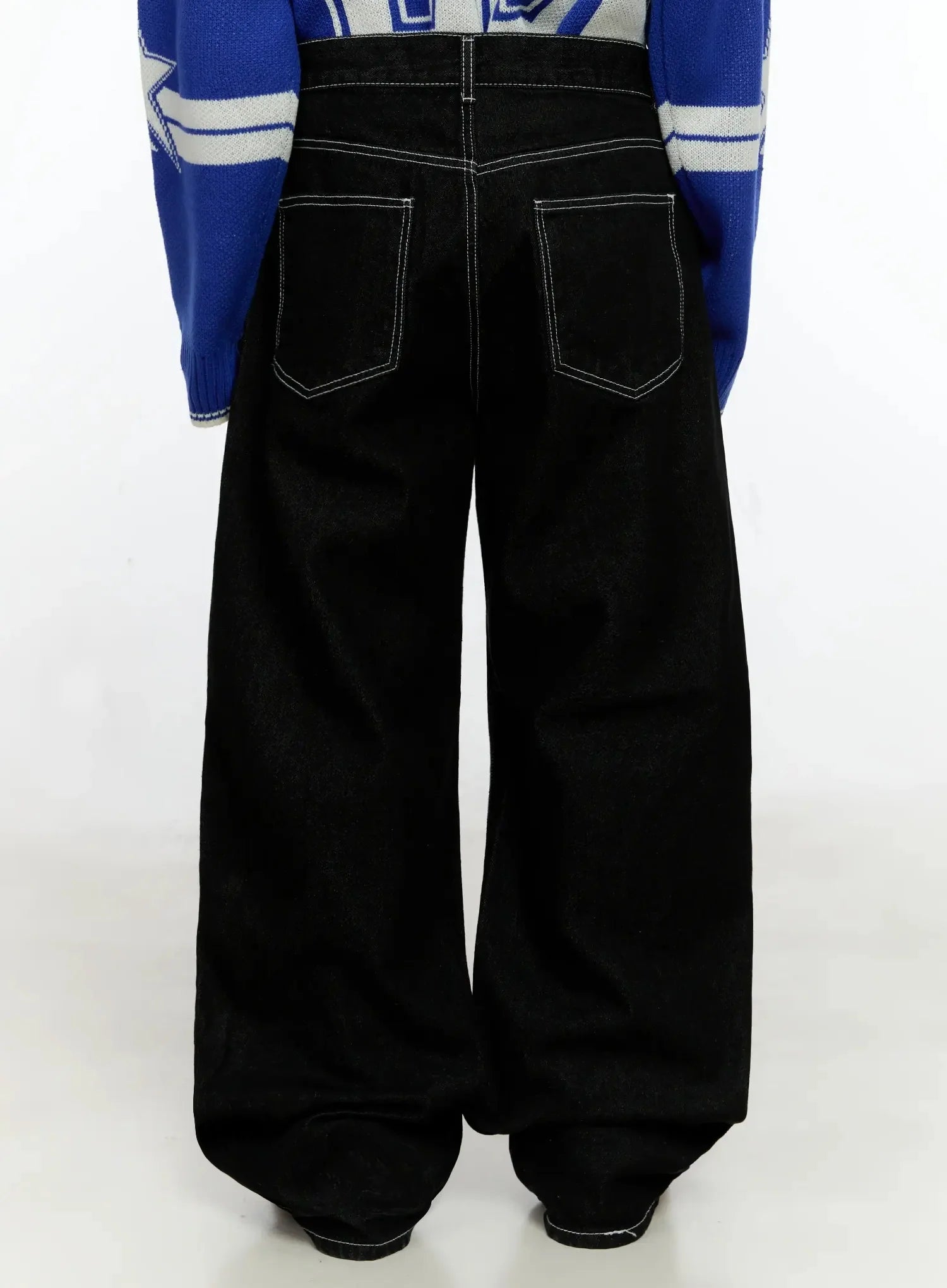 Men's Stitched Detail Baggy Jeans IN506