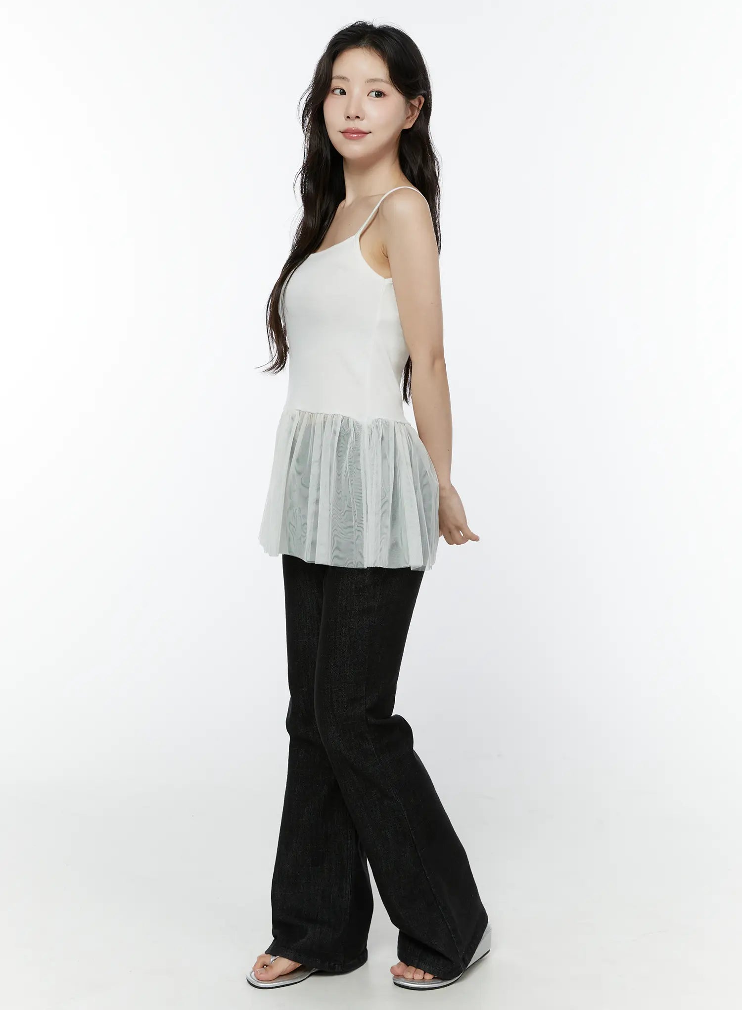Dohee Non-Fade Contrast Stitch Bootcut Pants IY511