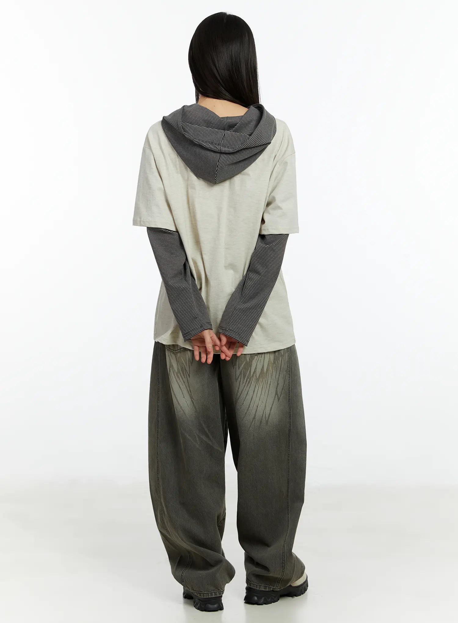 Karter Angel Wing Washed Wide Leg Jeans CF509