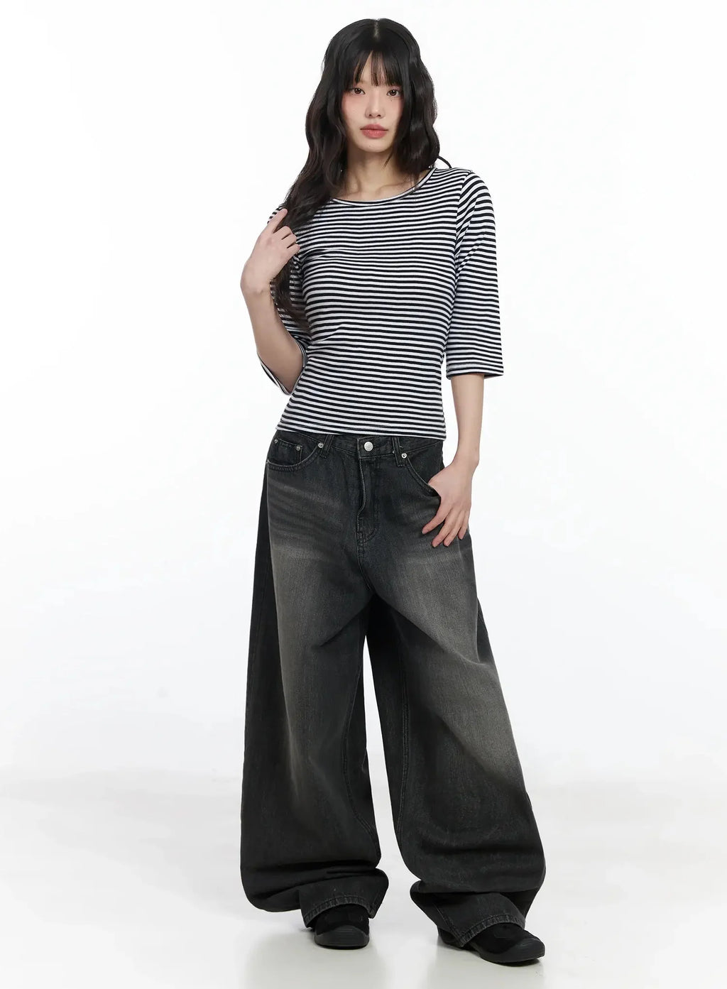 Romy Back-Belt Baggy Jeans IF505