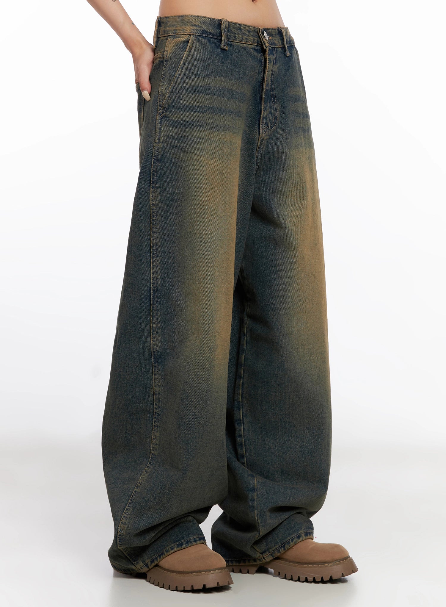 Minju Vintage Washed Baggy Jeans IS508