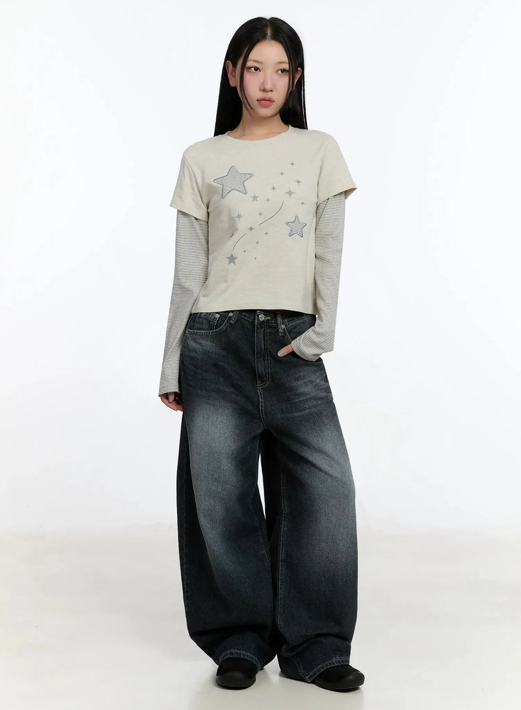 Naeu Dark Washed Wide Jeans IM509