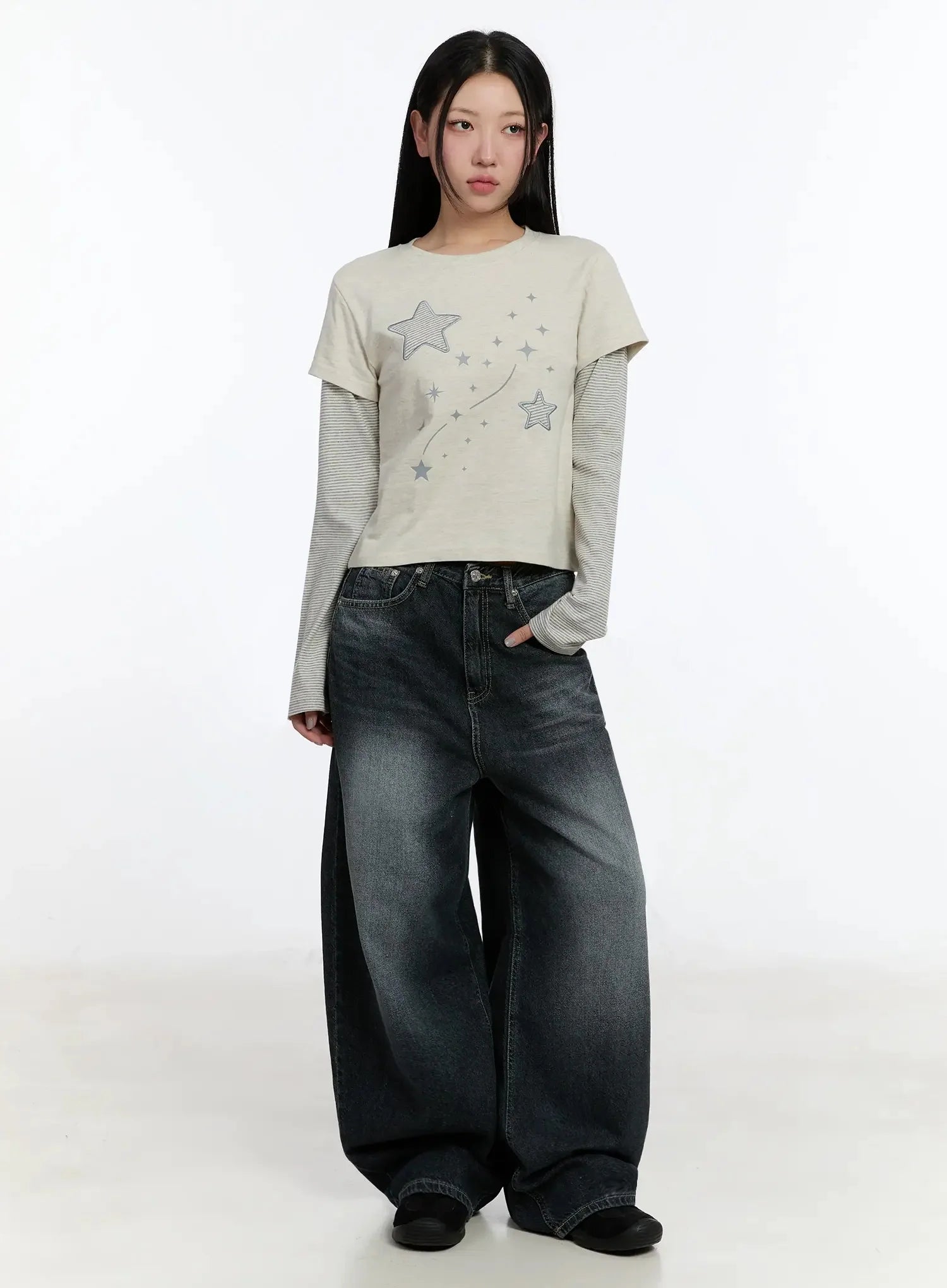Naeu Dark Washed Wide Jeans IM509