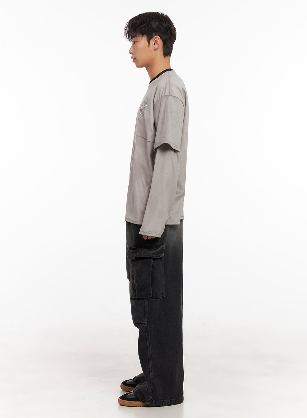 Men's Wide-Fit Denim Cargo Jeans ID427