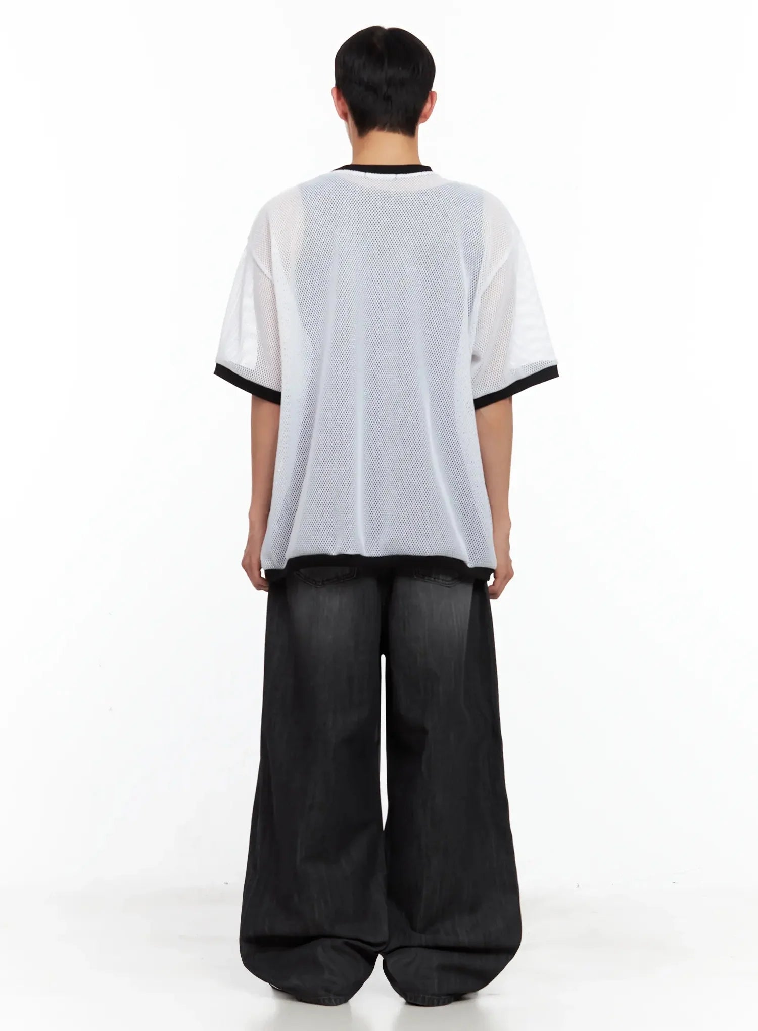 Men's Wide-Leg Washed Jeans IL516