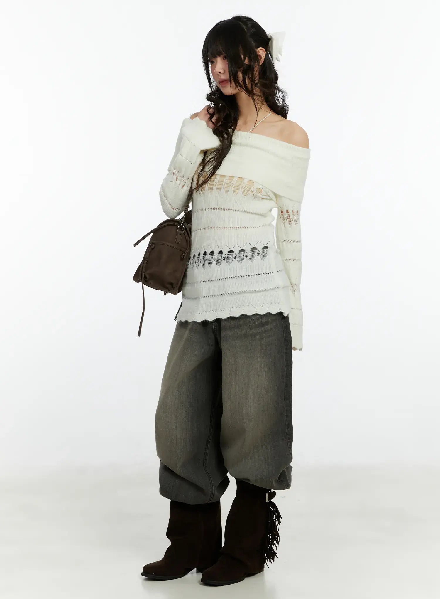 Kenna Washed Backstrap Wide Leg Jeans CF509