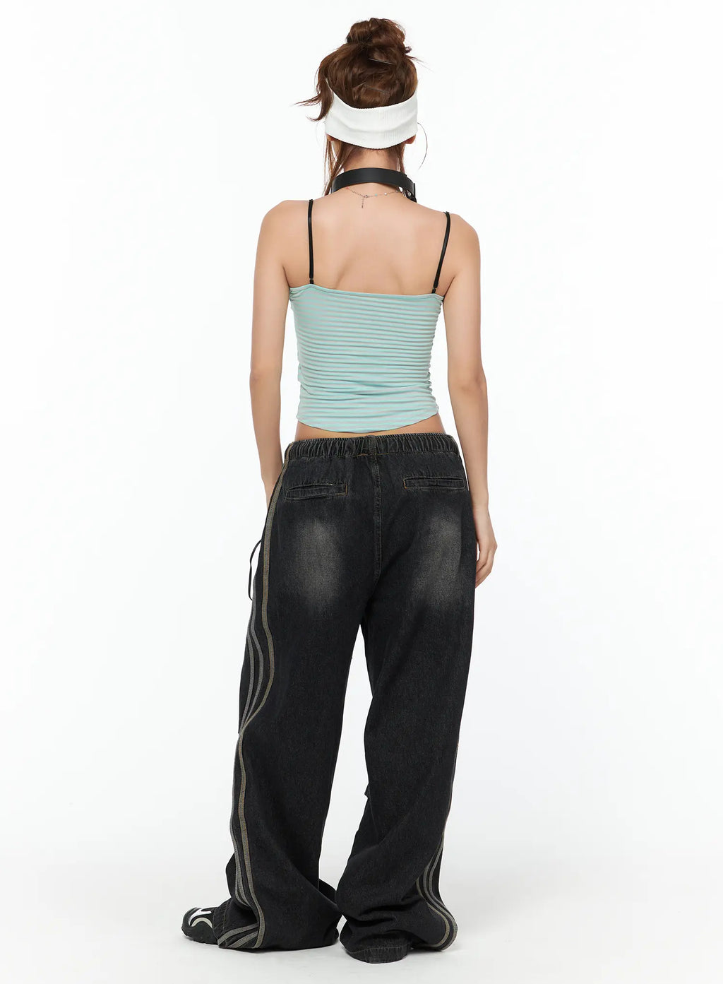 Raelyn Wide Leg Track Balloon Jeans CA515
