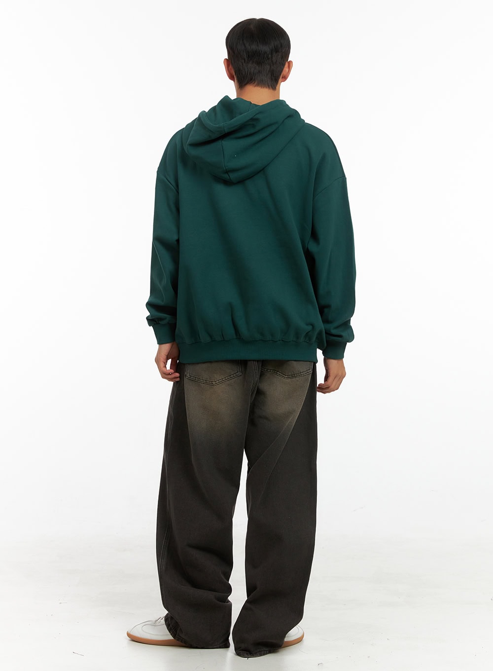 Men's Washed Cotton Wide Leg Jeans (Black) IS420