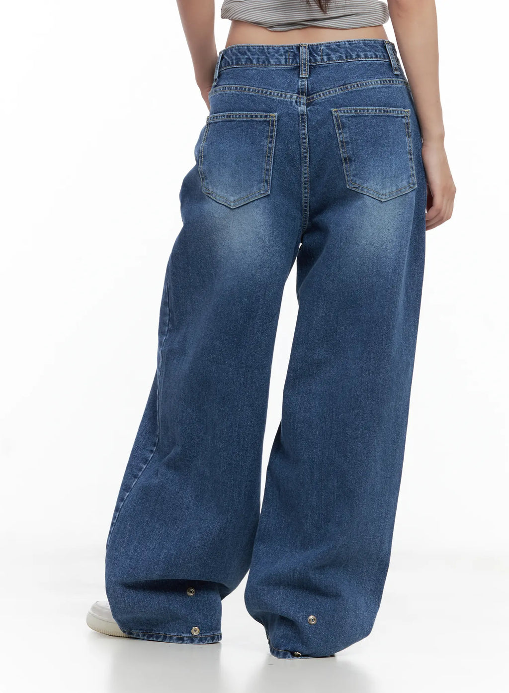 Hayoung Washed Wide-Leg Denim Jeans CL509