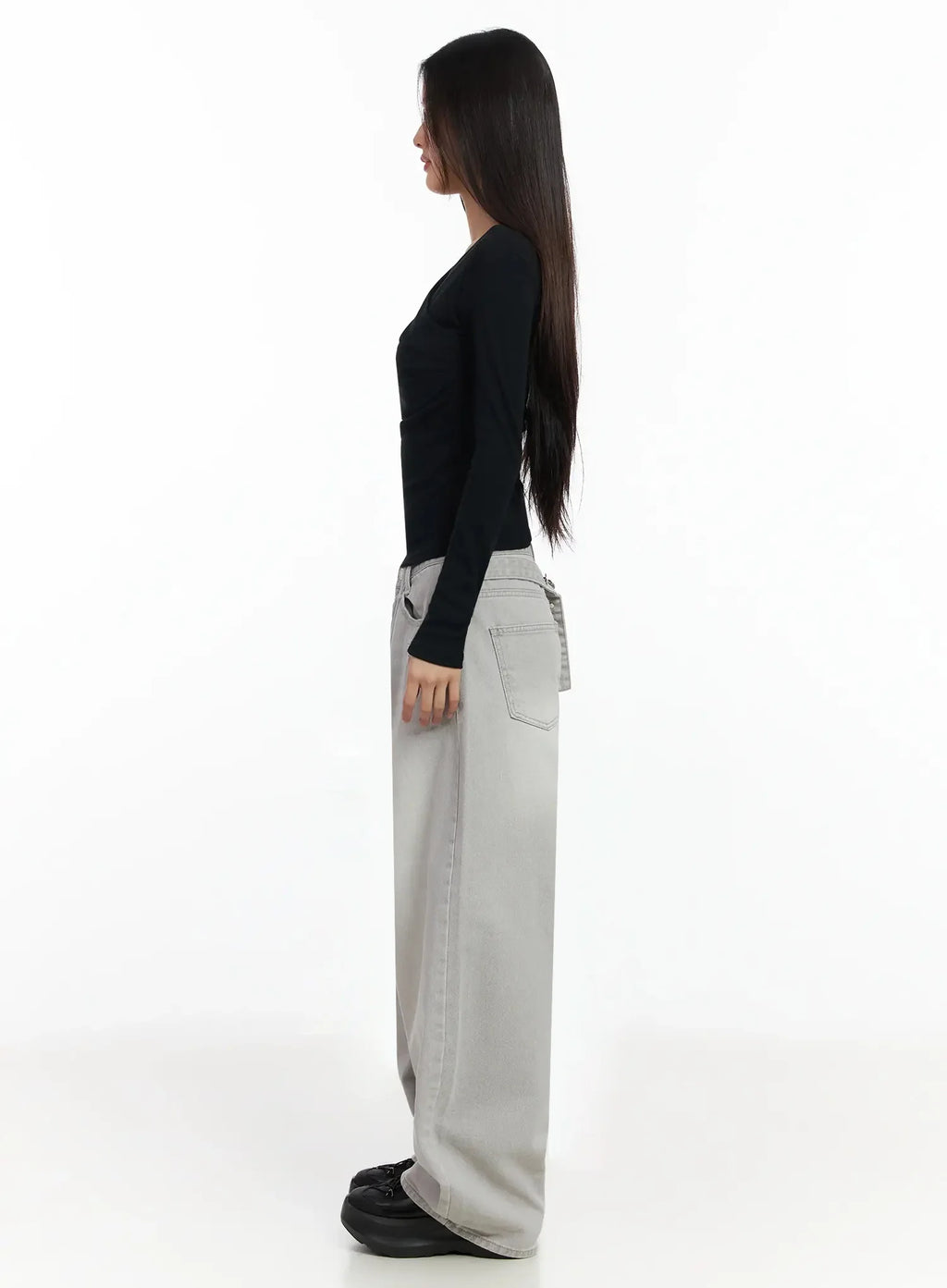 Cece Stone Washed Wide Leg Jeans IA508