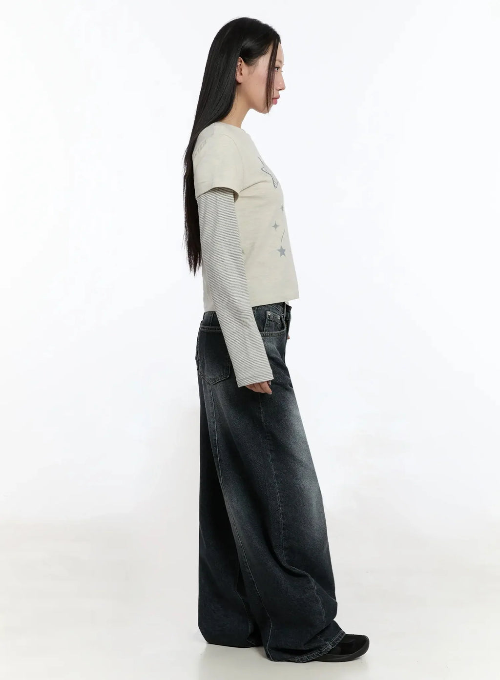 Naeu Dark Washed Wide Jeans IM509