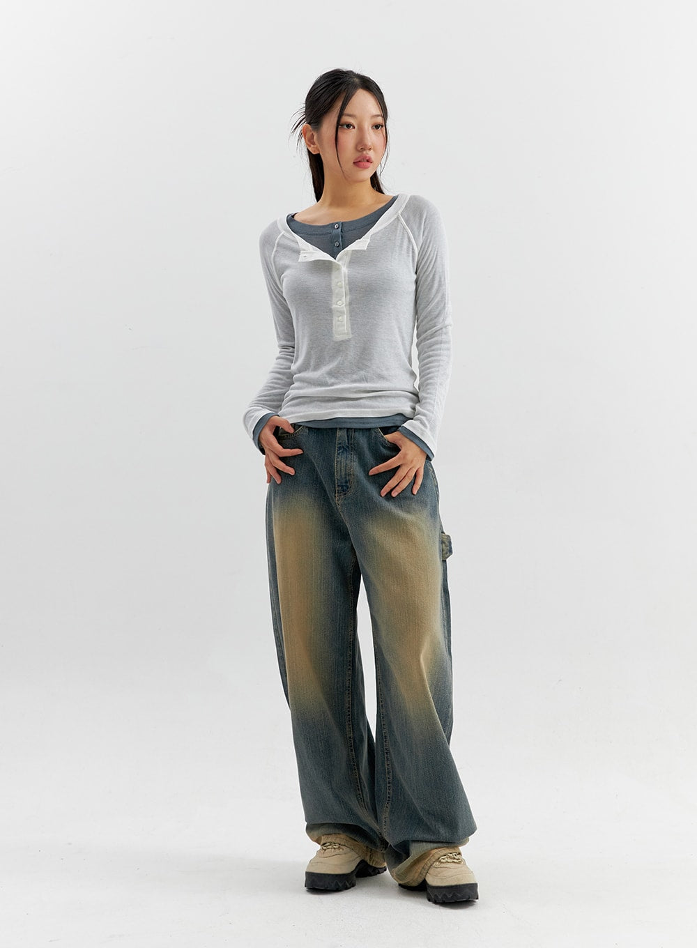 Vintage Wash Wide Leg Jeans CO306