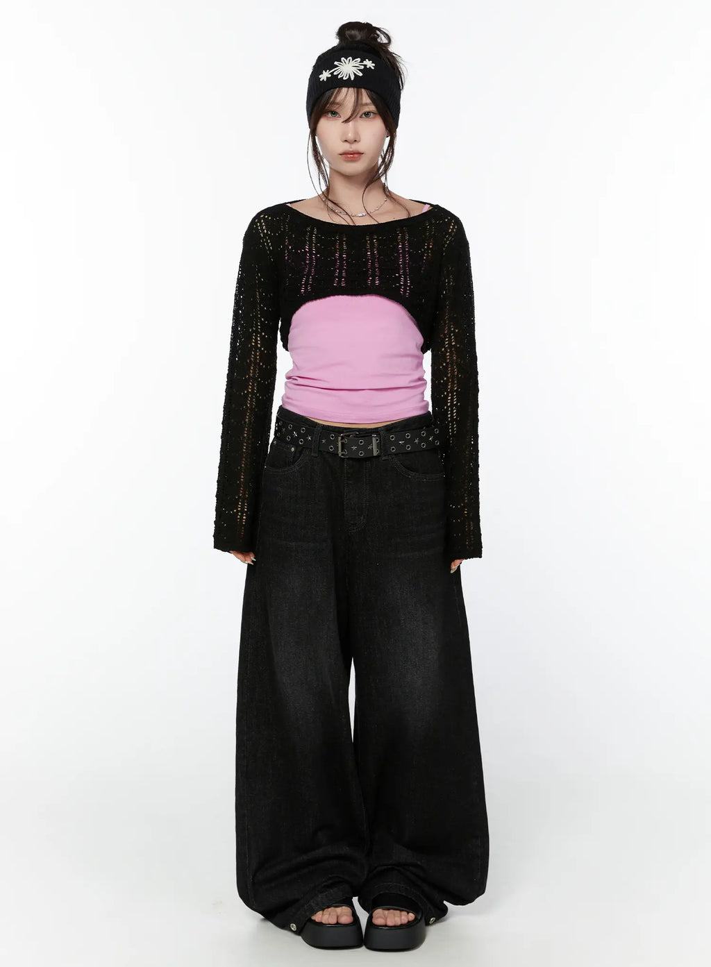 Jax Snap-Button Dark Wash Wide-Leg Jeans CY514
