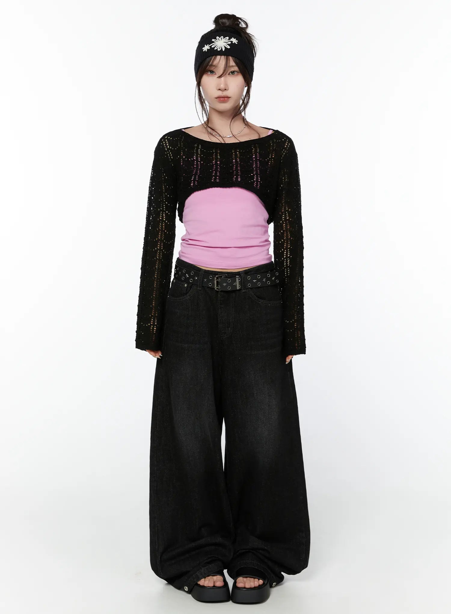 Jax Snap-Button Dark Wash Wide-Leg Jeans CY514
