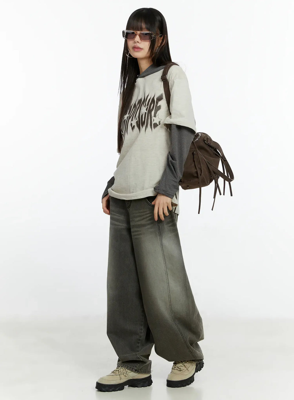 Karter Angel Wing Washed Wide Leg Jeans CF509