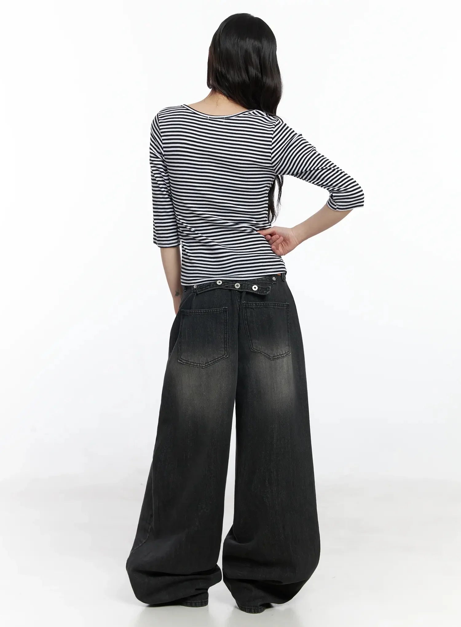 Romy Back-Belt Baggy Jeans IF505