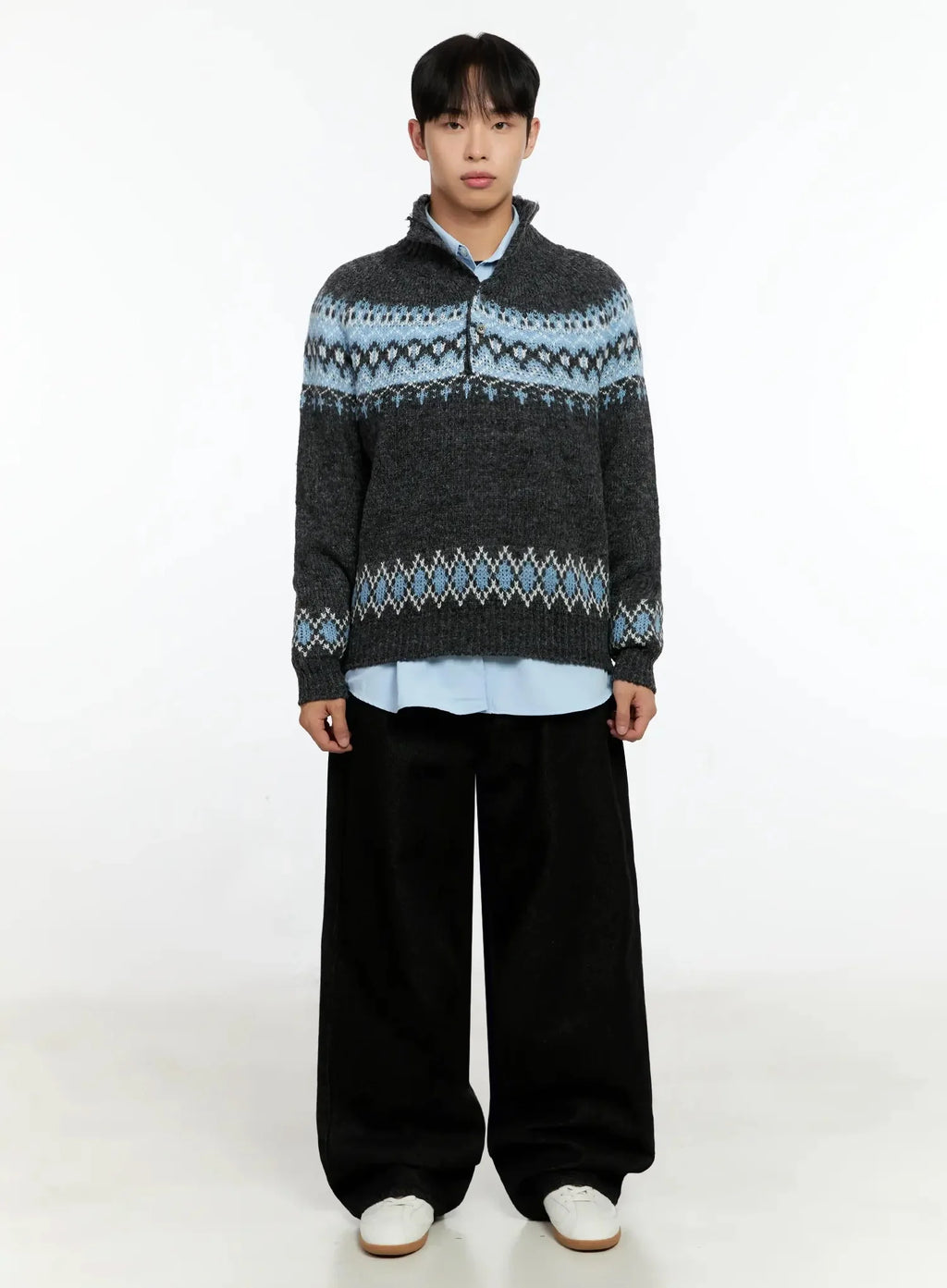 Men's Black Wide-Leg Jeans IN525