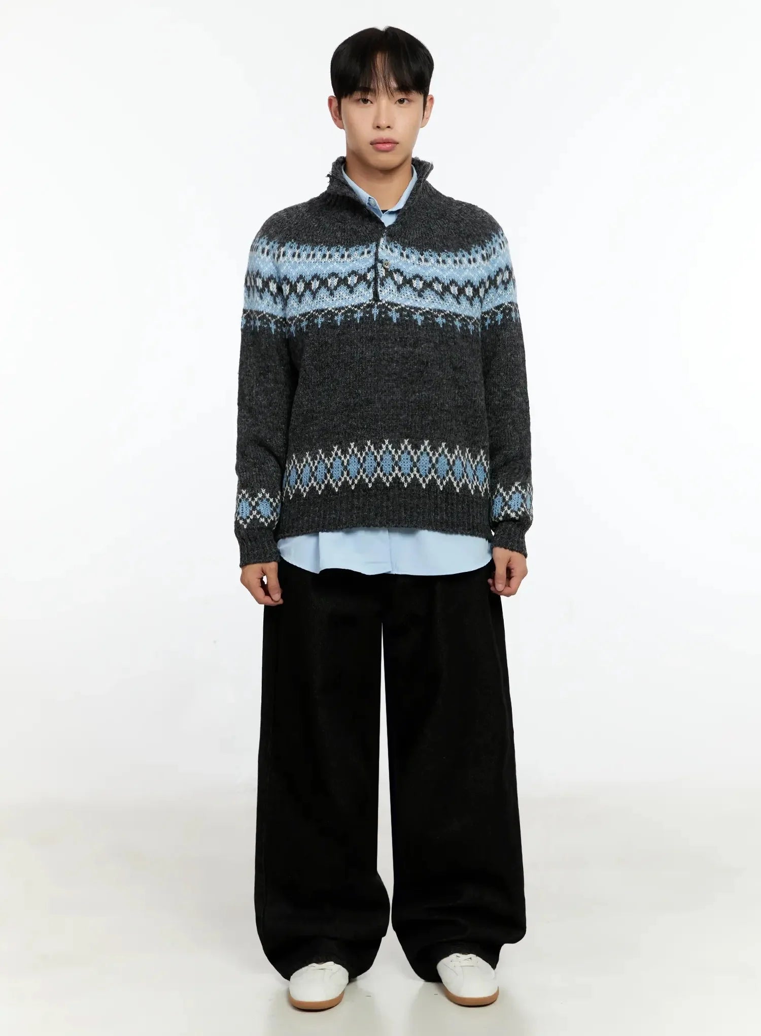Men's Black Wide-Leg Jeans IN525