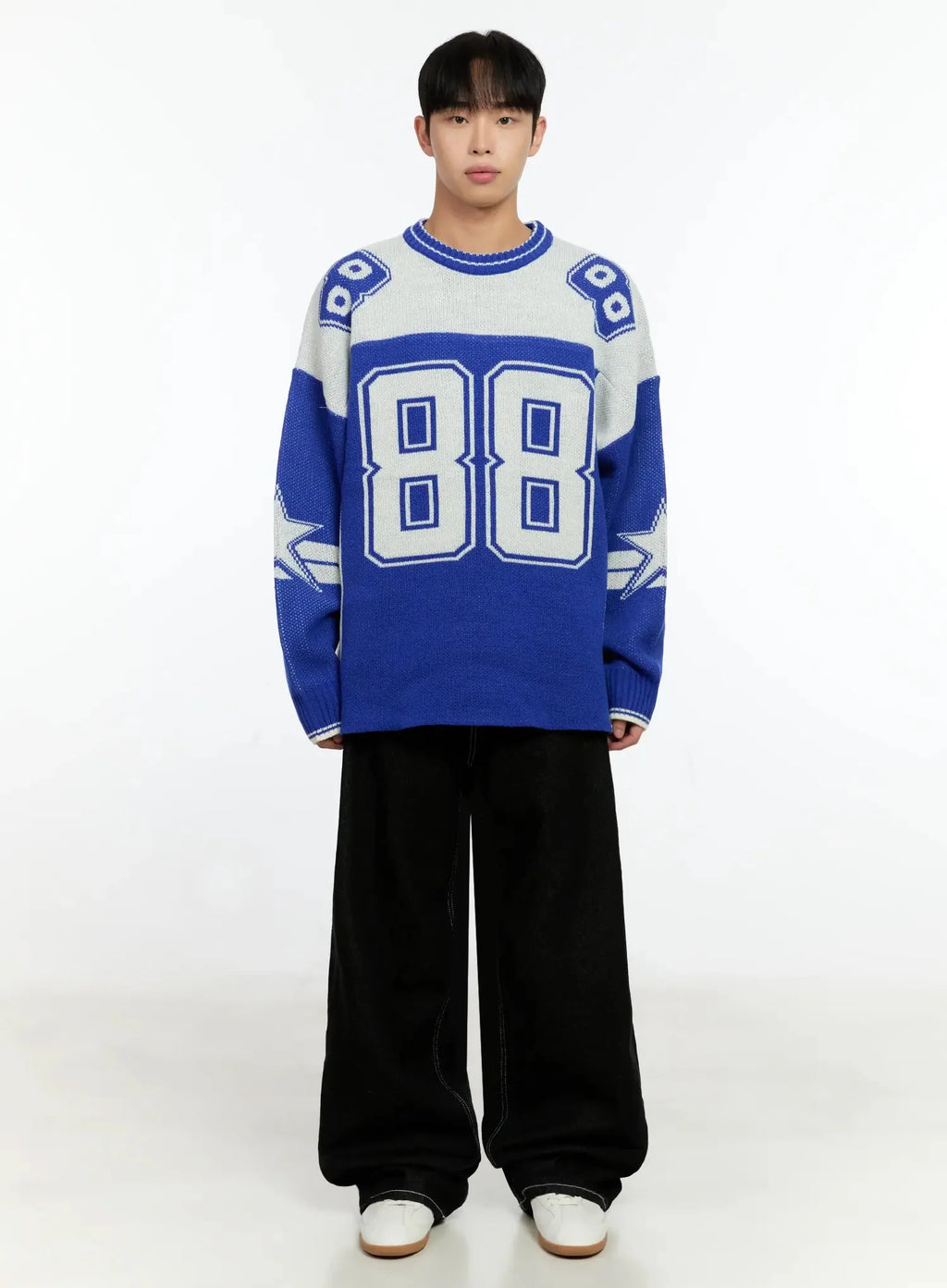 Men's Stitched Detail Baggy Jeans IN506