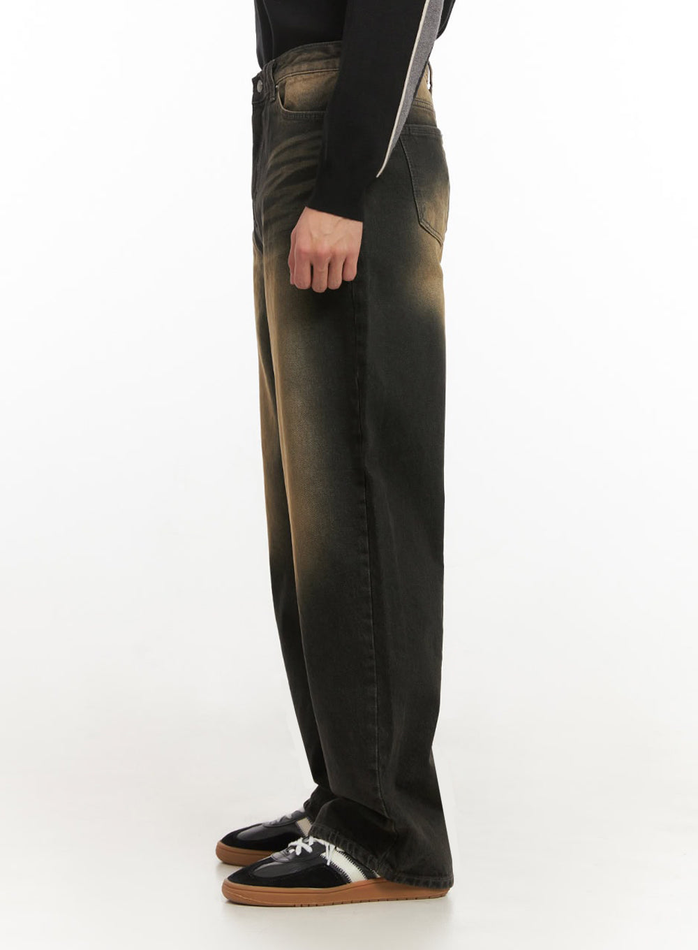 Men's Vintage Washed Wide-Leg Jeans IF517