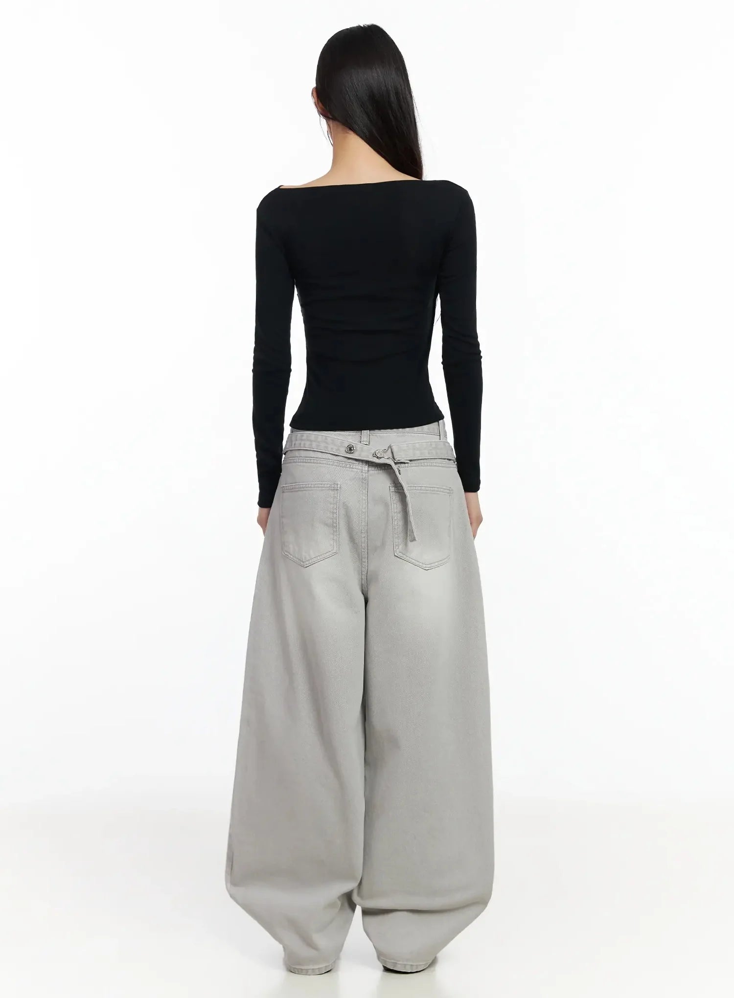 Cece Stone Washed Wide Leg Jeans IA508