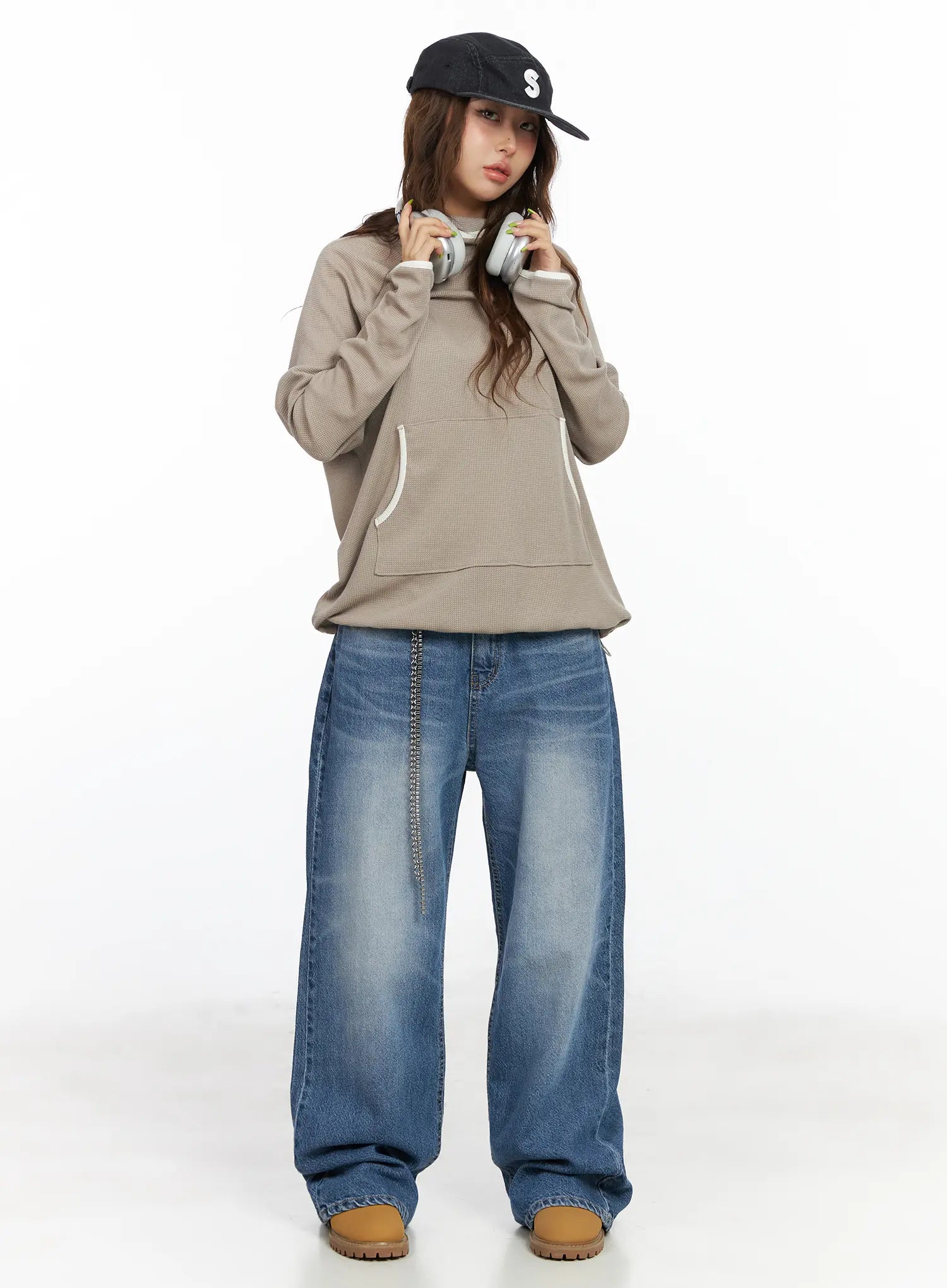 Alora Vintage Washed Wide Leg Jeans CF513