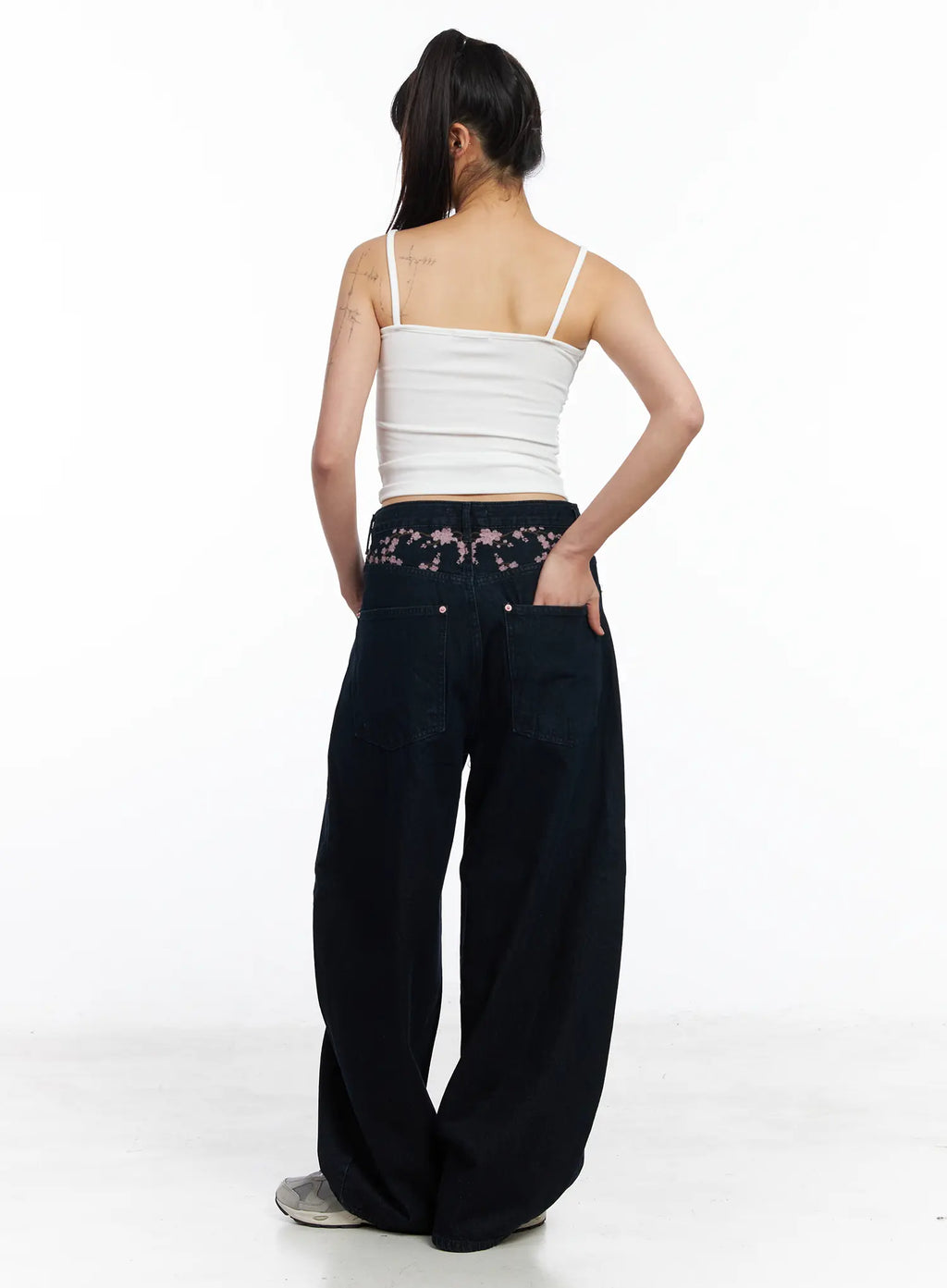 Mahalia Cherry Blossom Embroidered Wide Leg Jeans CF504