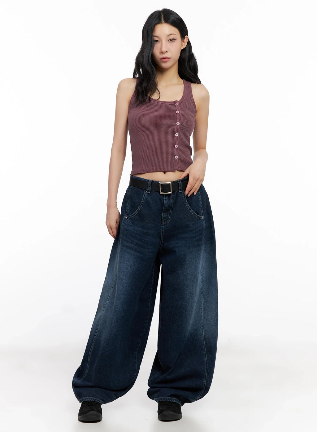 Sohee Angel Wing Print Wide-Leg Jeans IG508