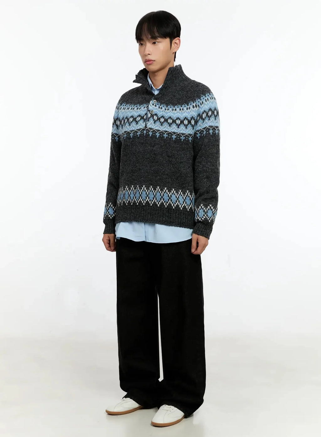 Men's Black Wide-Leg Jeans IN525