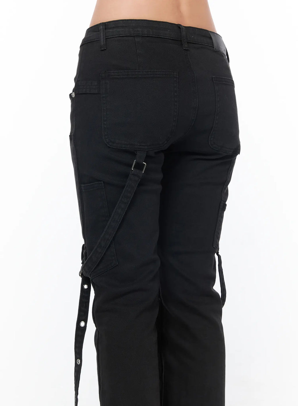 Black Buckle Bootcut Cargo Pants CY513