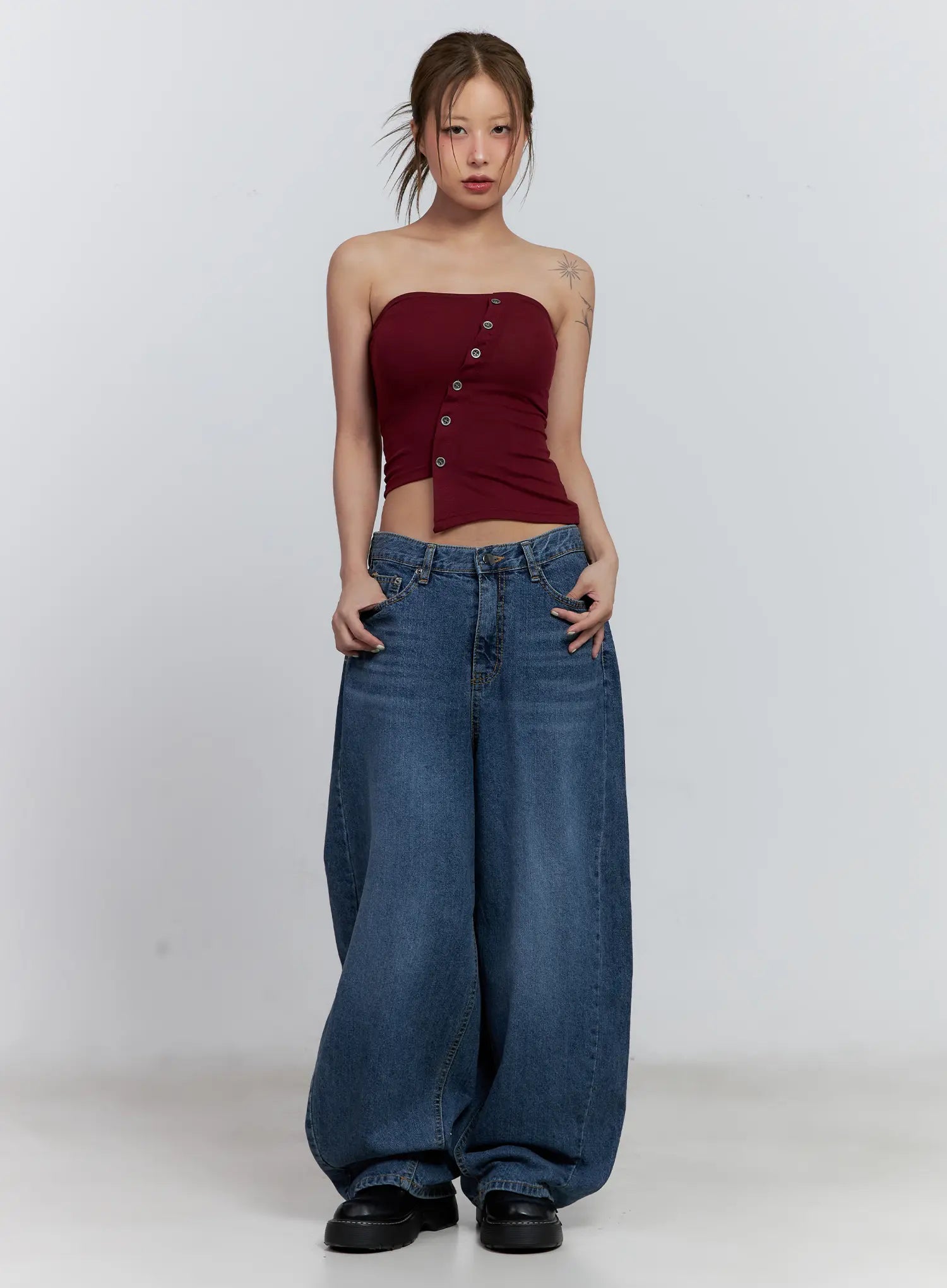 Shuhua Washed Wide-Leg Denim Jeans CL510