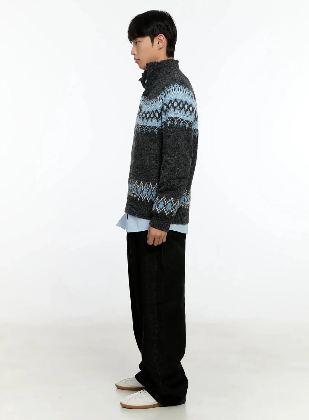 Men's Black Wide-Leg Jeans IN525