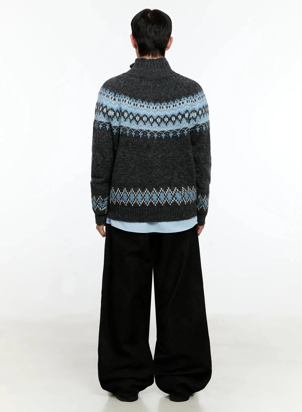Men's Black Wide-Leg Jeans IN525