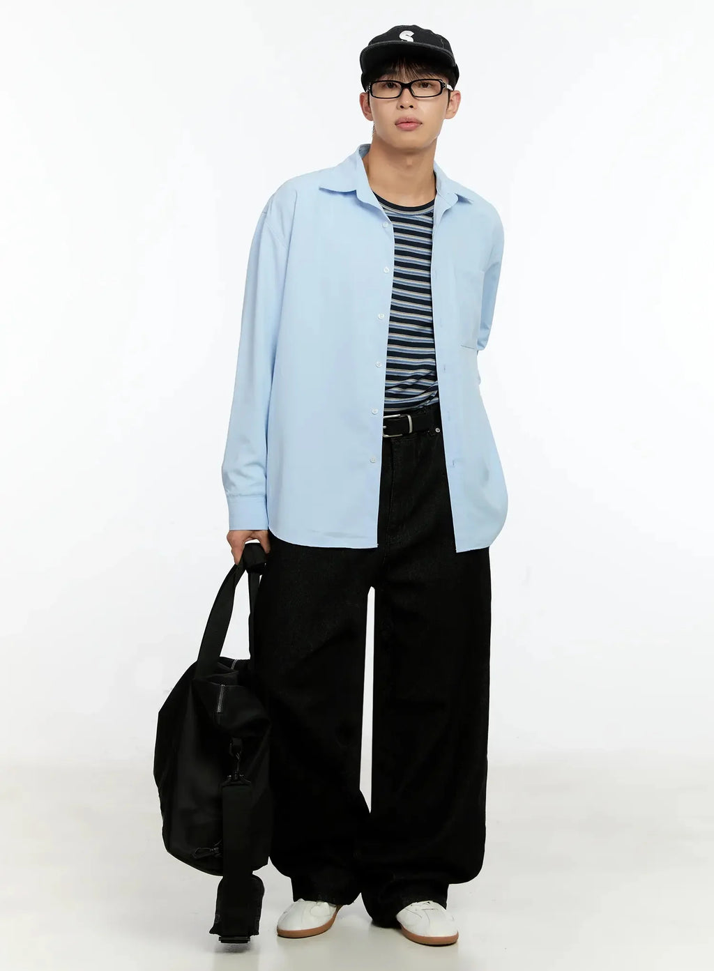 Men's Black Wide-Leg Jeans IN525