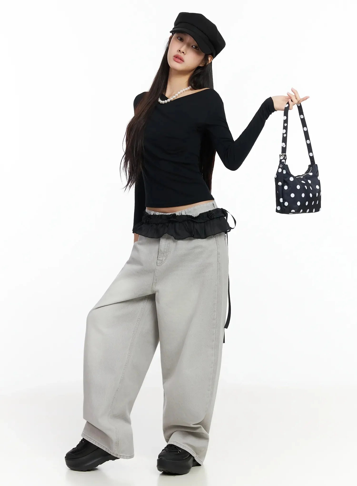 Cece Stone Washed Wide Leg Jeans IA508