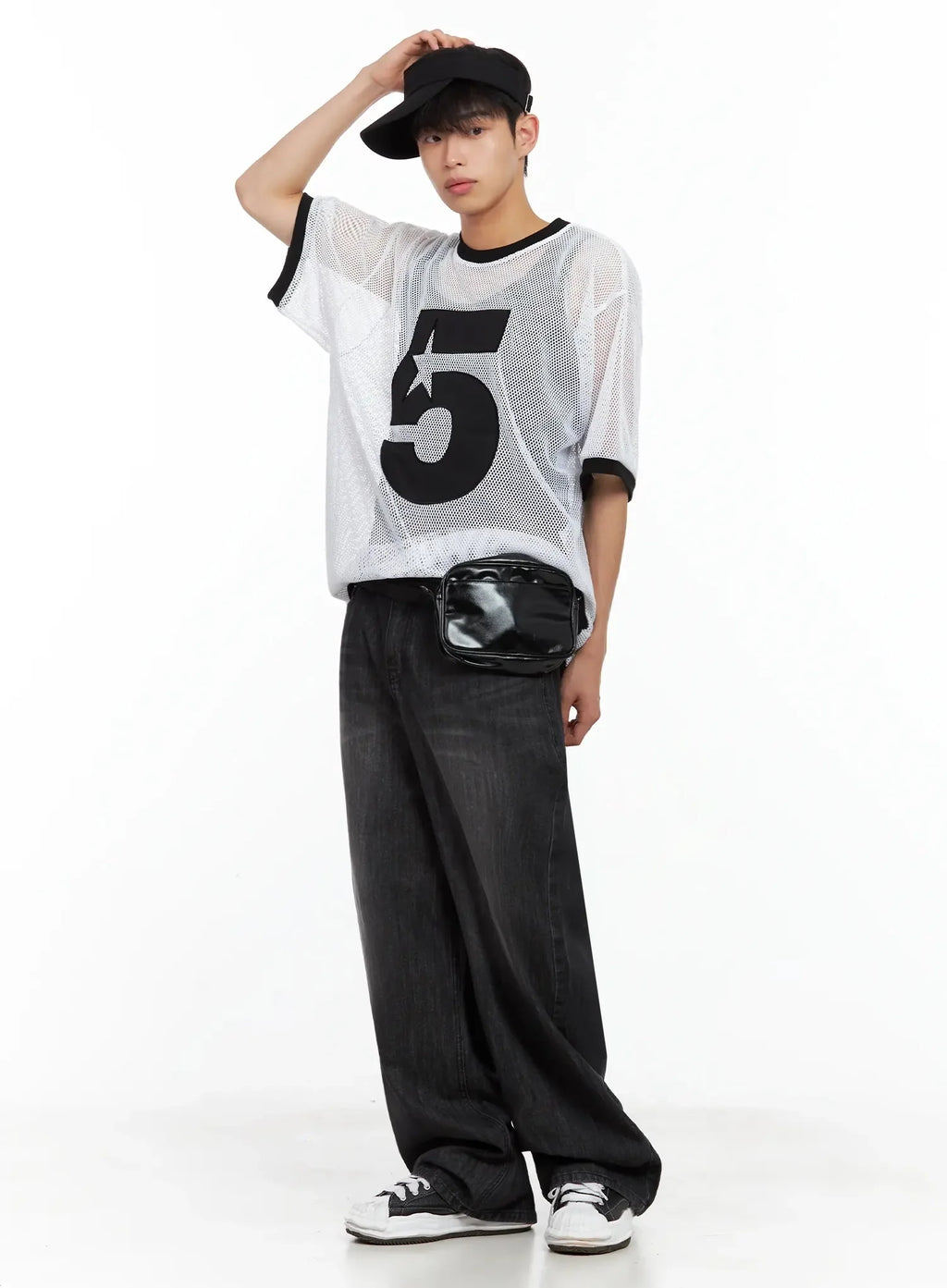 Men's Wide-Leg Washed Jeans IL516