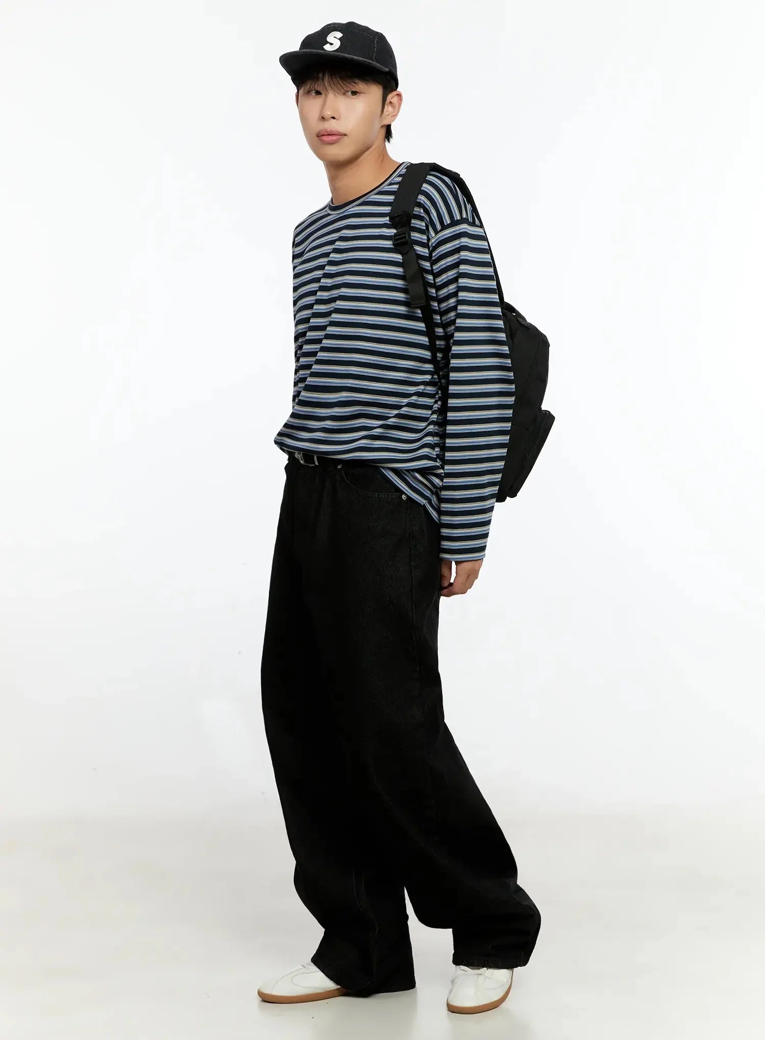 Men's Black Wide-Leg Jeans IN525