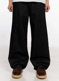 Men's Herringbone Wide-Leg Jeans (Black) IO523