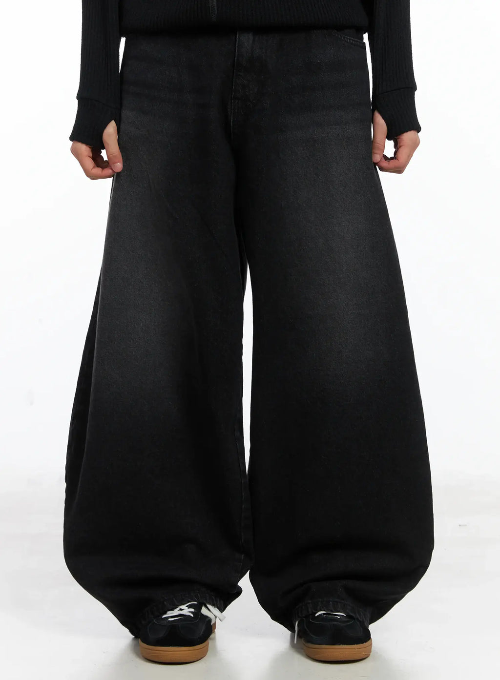 Basic Wide Leg Black Jeans ID515
