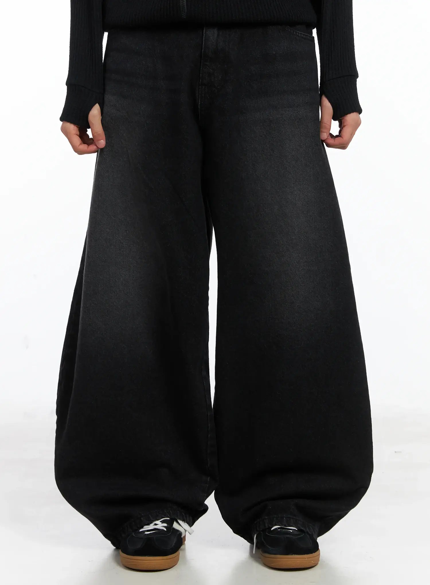 Basic Wide Leg Black Jeans ID515