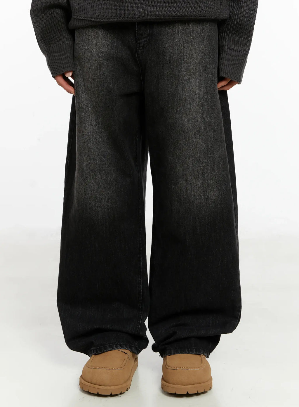 Men's Black Washed Baggy Jeans ID524