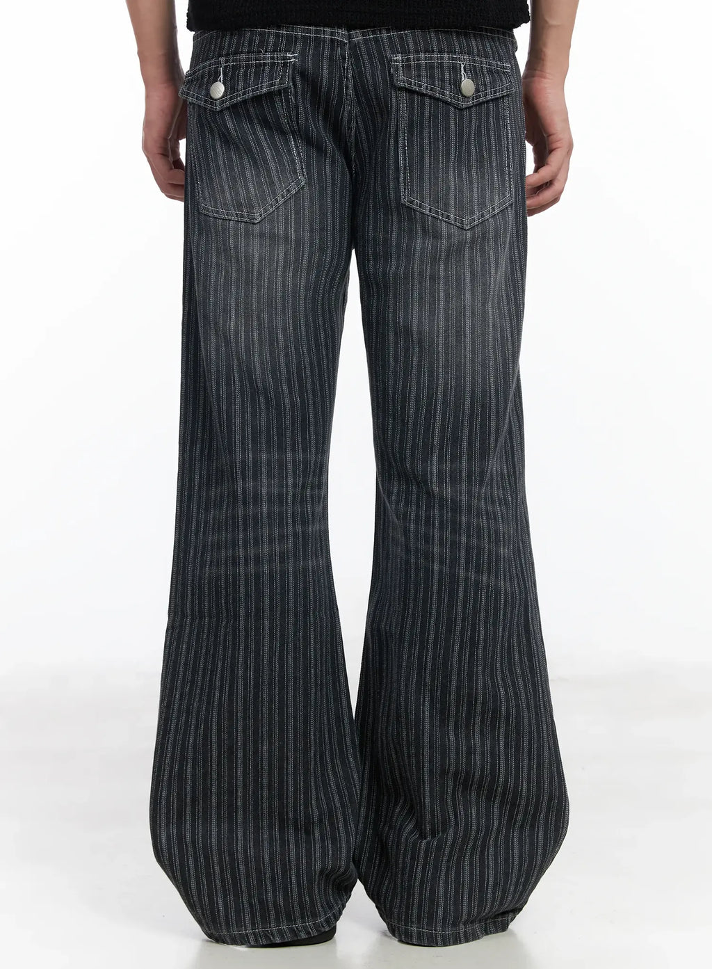 Men's Striped Wide-Leg Jeans IF516