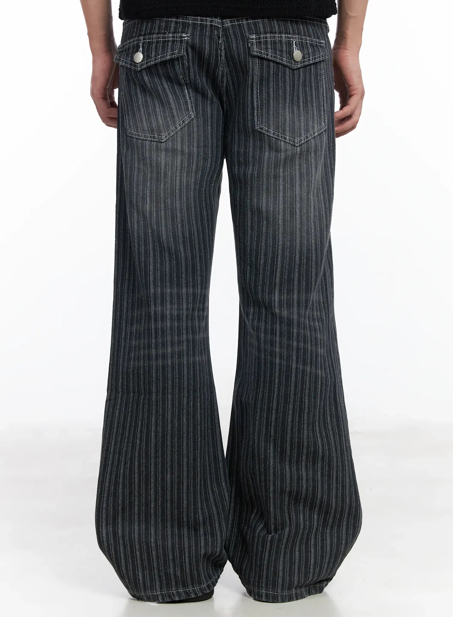 Men's Striped Wide-Leg Jeans IF516
